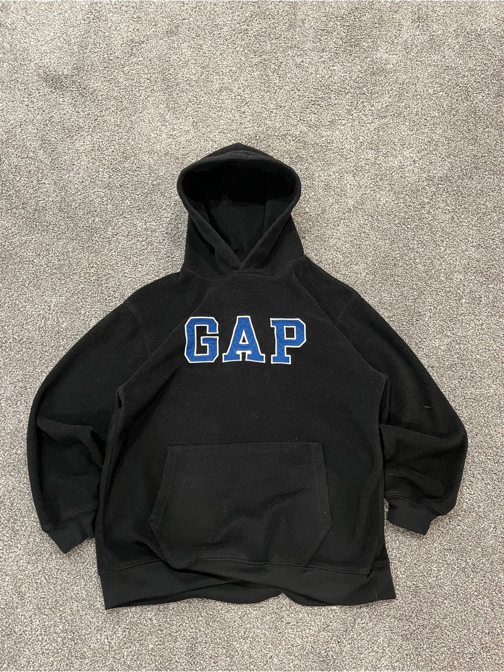 Vintage GAP Black Hoodie with Blue Logo Boys XXL